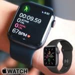 Apple Watch SE (GPS), Caixa em alumínio cinzento sideral de 40 mm com Pulseira esportiva meia-noite