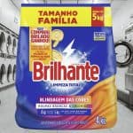 Brilhante Lava-Roupas em Pó Roupas Brancas e Coloridas Limpeza Total Pacote Tamanho Família 4 kg (Pacote de 1)