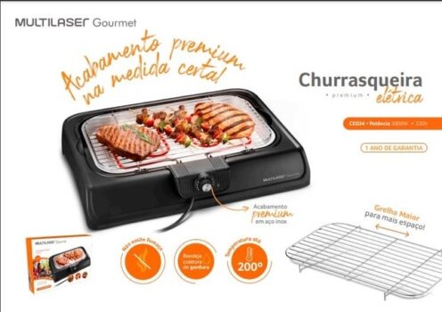 Churrasqueira Elétrica Premium com 1800W e Bandeja Coletora Altura Ajuste vel Multilaser CE034 220V