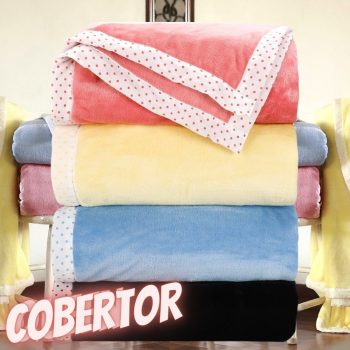 Cobertor Flannel Colors com Borda Poá em Percal - Casa e Conforto ( 4 tamanhos )