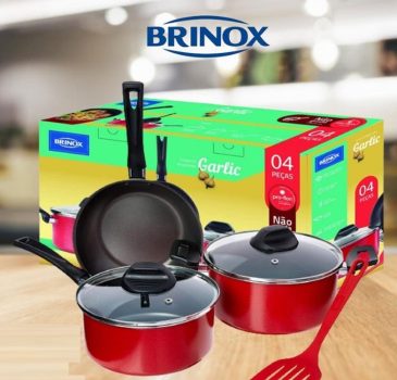 Conjunto de Panelas, Garlic, Vermelho, Pacote de 4, Brinox