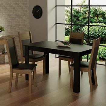 Conjunto Sala de Jantar Madesa Havana Mesa Tampo de Madeira com 4 Cadeiras - Preto/rustic