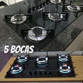 Cooktop 5 Bocas Chamalux GLP Preto 57 Bivolt