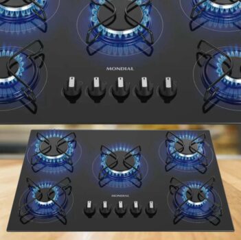 Cooktop 5 Bocas Mondial a Gás GLP Preto - CTG-02