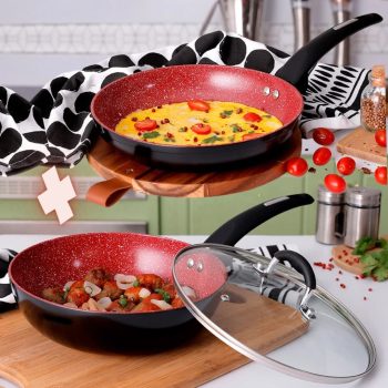 Frigideira 24 cm + Frigideira Wok 24 cm com Tampa Preta Power Taste - La Cuisine