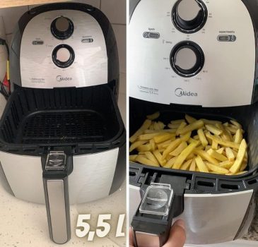Fritadeira Air Fryer Sem Óleo Midea, 5,5 litros, 220 Volts, Family Prata/Inox