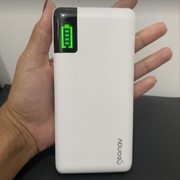 Geonav Power Bank, Carregador Portátil Universal 10.000mAh, 2 portas USB + 1 porta USB-C, Led Indicador de bateria, PB10KWT, Branco