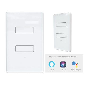 Interruptor Inteligente WiFi AGL, 02 teclas Touch, Branco - Compatível com Alexa