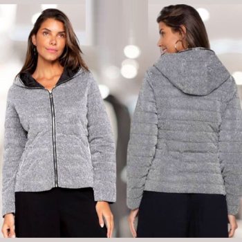 Jaqueta Puffer Glitter S&V com Capuz Feminina