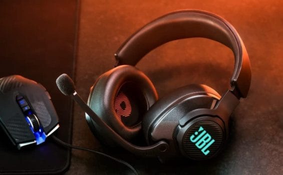 JBL Quantum 400 – Fones de ouvido com fio sobre a orelha para jogos com USB e mostrador de bate-papo de jogos – Preto