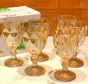 Jogo de Taças de Vidro 349ml 6 Peças - Diamond Gold