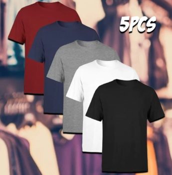 Kit 5 Camisetas Masculina Lisa Algodão Qualidade