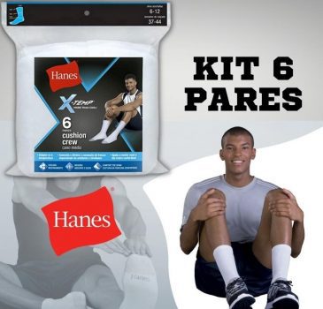 Kit 6 Pares de Meia Esportiva, Hanes, Adulto Unissex