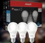 Kit Lâmpada Pera LED, 3 unidades, 7W, Luz branca 6500K, soquete E27, Bivolt, Avant