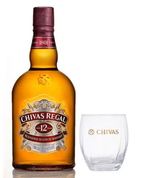 Kit Whisky Chivas Escocês 12 1LITRO + Copo oca