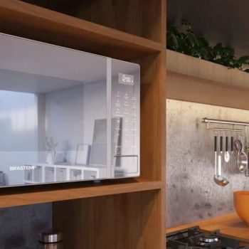 Micro-ondas Brastemp 32 Litros cor cinza espelhado com Menu Gourmet - BMS46AR