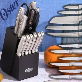 Oster - 70561.14 Oster Baldwyn Conjunto de facas de aço inoxidável de alto carbono, 14 peças, cetim escovado