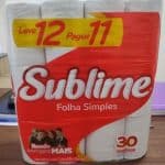 Papel Higiênico Sublime Folha Simples Neutro, Branco, 12 rolos