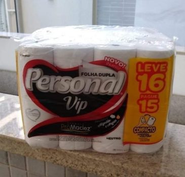 Papel Higiênico VIP, Folha Dupla, Personal, 16 unidades, Branco (Embalagem pode variar)