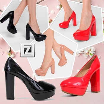 Scarpin Griffe Meia Pata Salto Alto Verniz