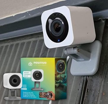 Smart Câmera Wi-Fi Positivo Casa Inteligente, 1080p Full HD, 15 FPS, áudio bidirecional, detecção de movimentos, visão noturna, Bivolt – Compatível com Alexa, Branco, 2A