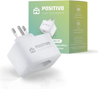 Smart Plug Max Wi-Fi Positivo Casa Inteligente, 16A, NBR 14136, pino de 4,8 mm, 1.600W, Bivolt – Compatível com Alexa