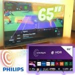 Smart TV LED 65'' Philips 65PUG6794 4K Ultra HD AMBILIGHT 3 lados HDR10+ Dolby Vision Dolby Atmos Bluetooth Wifi 3 HDMI 2 USB - Prata