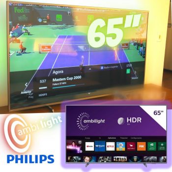 Smart TV LED 65'' Philips 65PUG6794 4K Ultra HD AMBILIGHT 3 lados HDR10+ Dolby Vision Dolby Atmos Bluetooth Wifi 3 HDMI 2 USB - Prata