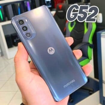 Smartphone Motorola Moto G52 Preto 128GB, 4GB RAM, Tela de 6.6”, Câmera Traseira Tripla, Android 12 e Processador Octa Core Snapdragon 680