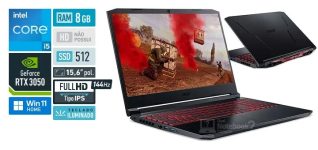 ACER Notebook Nitro 5 AN515-57-520Y, CI5 11400H, 8GB, 512GB SDD, (NVIDIA RTX 3050), Windows11. 15,6” LED FHD IPS, preto