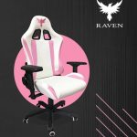Cadeira Gamer Flexinter Raven X-10, Até 150kg, com Almofadas, Braço 2D, Branco e Rosa - CDRVX10BR