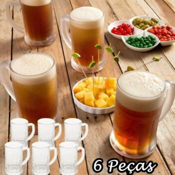 Conjunto Caneca Cerveja e Chopp Frankfurt 565ml 6 peças - Lyor
