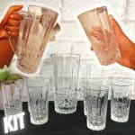Mega Oferta Amazon Prime Conjunto de 6 Copos e 1 Jarra de Vidro Sodo-Cálcico Rojemac Transparente