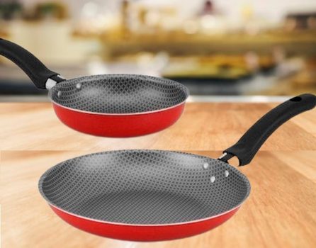 Conjunto de Frigideira Francesa e Frigideira para Ovo Enjoy em Alumínio com Revestimento Antiaderente Vermelho – 2 Peças