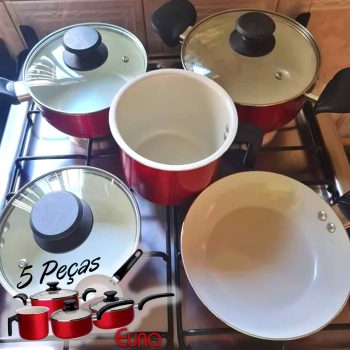 Conjunto de Panelas Montreal, 5 Peças, Vermelho, Euro