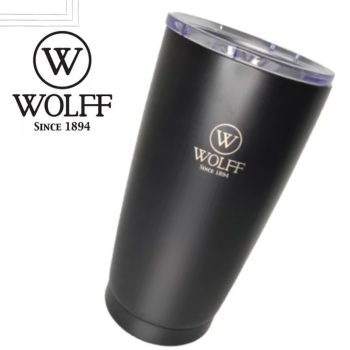 Copo térmico de aço inox parede dupla com tampa preto 600ml wolff