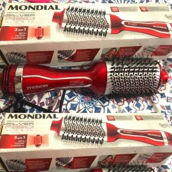 Escova Secadora Mondial Silver Red ES-07 1200W - 3 Velocidades Cerâmica com Íons