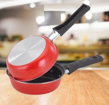 Frigideira Dupla Hamburgueira e Omeleteira Antiaderente 14 cm Vermelho