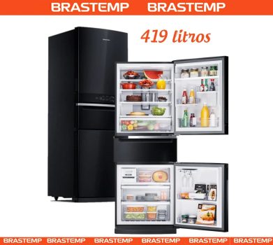 Geladeira Brastemp Inverse 3 Frost Free 419 litros cor Preta com Freezer Control Pro - BRY59BE