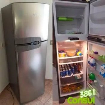 Geladeira Consul Frost Free Duplex 386 litros cor Inox com Prateleira Dobrável - CRM43NK