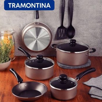 Jogo de Panelas Tramontina Cooking com Revestimento Interno e Externo Antiaderente Starflon Max 7 peças - Champagne
