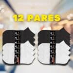 Kit 12 Pares Meias Soquete Pretas e Brancas Algodão Unissex