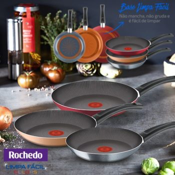 Kit de Frigideiras Antiaderente Rochedo Limpa Fácil Colors 3 Peças