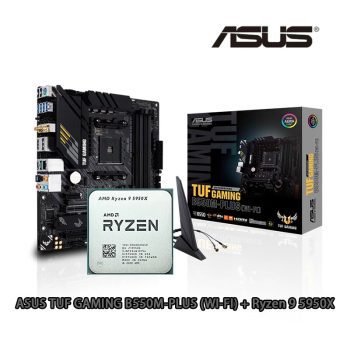 Kit Processador AMD Ryzen 9 5950x + Placa-Mãe Asus TUF Gaming B550M Plus (wi-fi) AM4