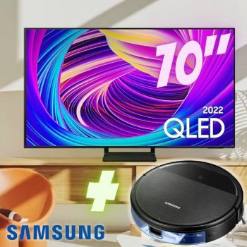 Kit Samsung Smart TV 70 qled 4K 70Q65B 2022 E Robô Aspirador 2 em 1 Samsung VR5000RM