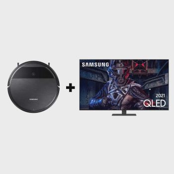 Kit Smart TV Samsung 65 qled 4K 65Q80A E Robô Aspirador 2 em 1 VR5000RM