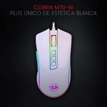 Mouse Gamer Redragon Cobra, RGB, 7 Botões, 12400DPI, Lunar White