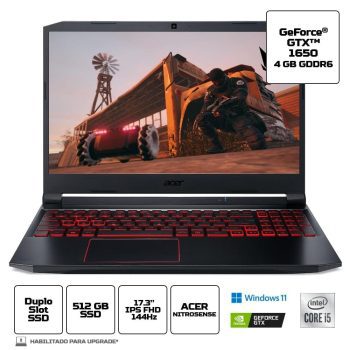 Notebook Gamer Acer Nitro 5 AN517-52-50RS Intel Core i5 Windows 11 Home 8GB 512GB SSD GTX 1650 17.3'