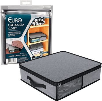 Organizador para lençois e fronhas com visor, ORG0778, Euro Home, Cinza