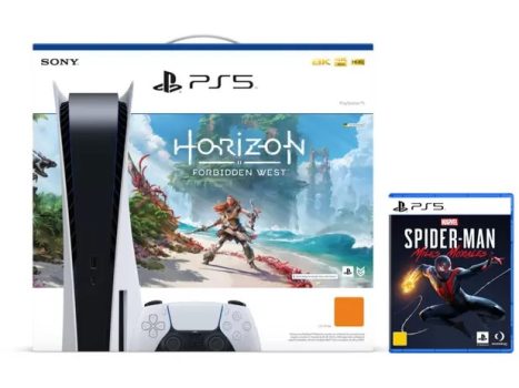 PlayStation 5 825GB 1 Controle Branco com Horizon - Forbiden West + Spider-Man Miles Morales